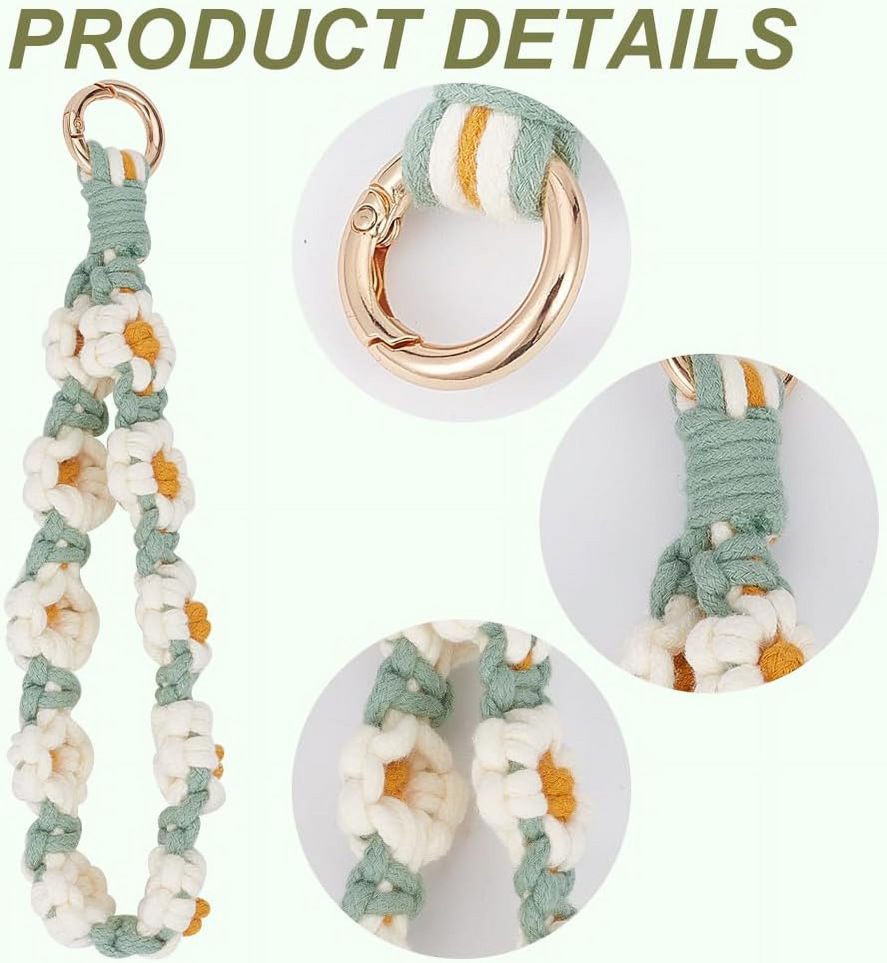 XGALBLA Portachiavi In Macramè Fatto A Mano - Stile Boho Con Cordino Da Polso - Regalo Originale Per Donne (Bianco)