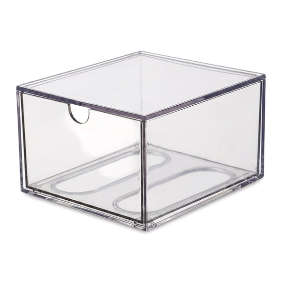 Disposable Face Towel Holder, Clear Acrylic Stackable Face Cloth Storage Box with Drawer, Makeup & Skincare Organizer Container Bin for Bathroom Countertop and Vanity