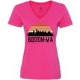 thumbnail image 3 of Inktastic Boston Massachusetts Skyline Sunset Women's V-Neck T-Shirt, 3 of 5