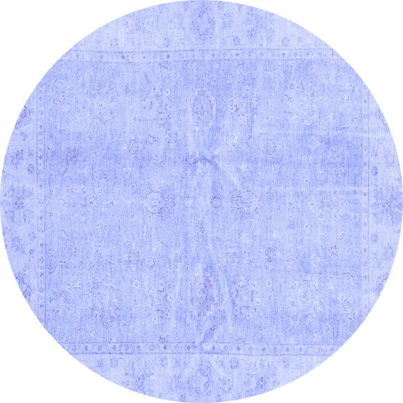 Ahgly Company Indoor Round Oriental Blue Traditional Area Rugs, 5' Round