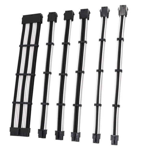 Extensión de cable para fuente de alimentación con peines, 24 pines, 8 pines, 6 pines, 4 + 4 pines con peines, cable de extensión de transferencia tejido de malla de algodón Zhivalor 2035632-2