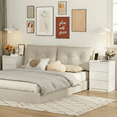 thumbnail image 5 of 3 Drawers White Nightstand Set of 2 with Charging Station, 24" Tall Bedside Table End Table for Bedroom or Living Room, 5 of 10