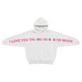 thumbnail image 7 of Girls White Graphic Hoodie - "I Love You This Much" Heartwarming Design, Soft 100% Polyester Long Sleeve Hooded Top for Kids 4-12, Machine Washable Oversized Fit,Size 11 T, 7 of 7