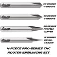 thumbnail image 2 of 4-Piece Engraving Set, CNC Wood Carving Router Bits, 60° & 90° V-Groove, 20° Profile - Flat Tip, 15° Detail Carving Liner, all 1/4 Inch Shank, Premium Solid Micro Grain Carbide Item AC-ENGS., 2 of 2