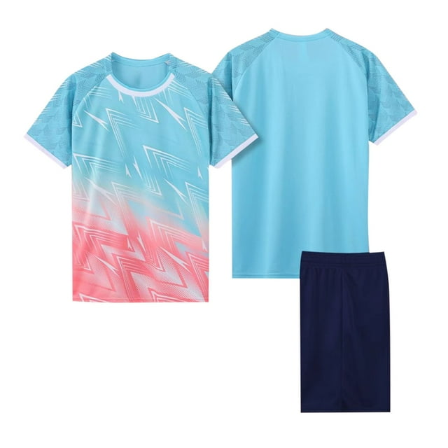 Ensemble de Sport Respirant pour Enfants à Manches Courtes et Col Rond avec Shorts