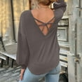 thumbnail image 5 of Timegard Tops for Women Round Neck Puff Long Sleeve Back Crisscross Tshirts Dressy Casual Loose Tops, 5 of 6