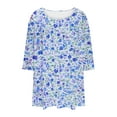 thumbnail image 4 of successthop Floral Blouses for Women Plus Size 3/4 Sleeve Tunic Top Crewneck Curved Hem Shirt Print Tops Loungewear, 4 of 7