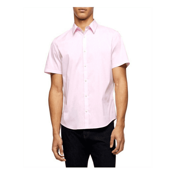 $69 Calvin Klein Mens Shirt Ballerina Light Pink Short Sleeve, XXL