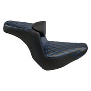 Driver Passenger Gel Seat Blue Line w/ Backrest For Harley Low Rider 2018-2024