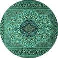 thumbnail image 1 of Ahgly Company Indoor Round Medallion Turquoise Blue Traditional Area Rugs, 4' Round, 1 of 4