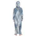 thumbnail image 3 of Soft Big Kids Onesie Pajamas Cozy Loose-Fit Jumpsuits for kids with Pockets for Christmas Lounge & Play Blue Plaid Pattern, 3 of 8