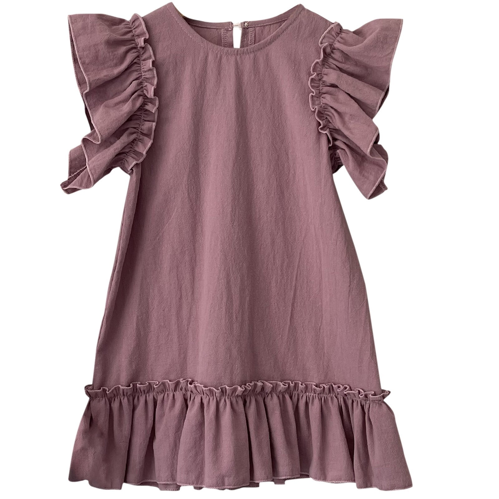 Daznico Summer Cotton Ruffle Edge Loose Fit Girls' Long Dress Princess Dress Little Girls' Dress ,2-3 Years