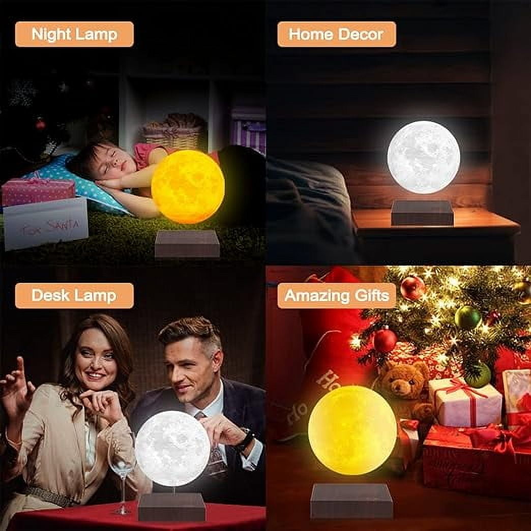 VGAzer Levitating Moon Lamp, 3 Colors Gradient Changing Bedroom Decor ,LED Night Light ,Unique Gifts