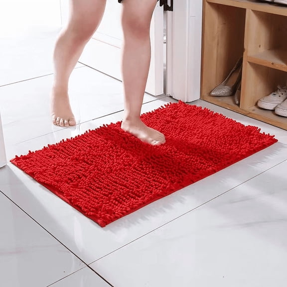 Soft Shaggy Non-Slip Absorbent Bath Mat, Aetherz Red Bathroom Shower Rug Carpet, Perfect for Comfort and Safety in Your Bathroom
