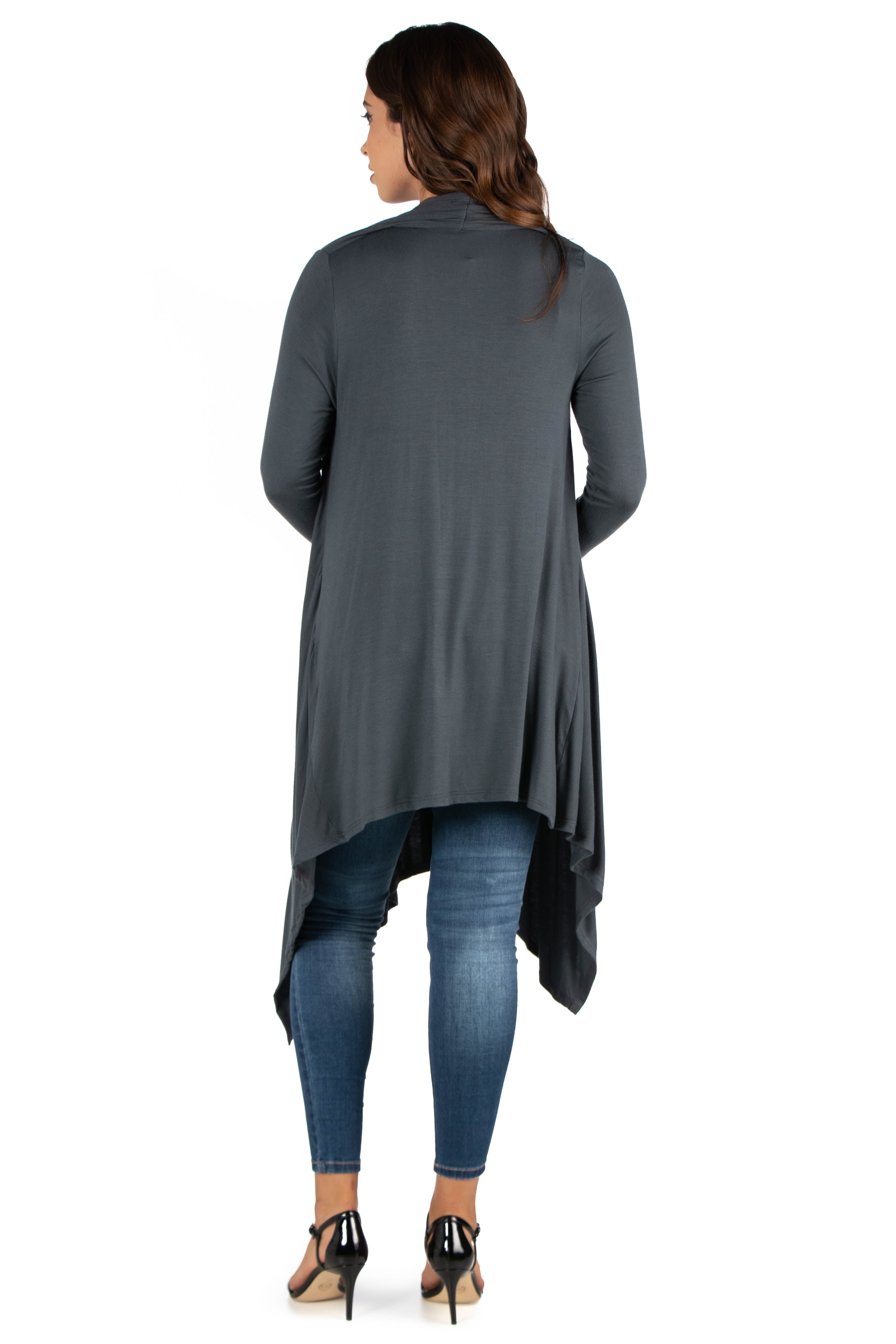 24seven Comfort Apparel Extra Long Open Front Maternity Cardigan