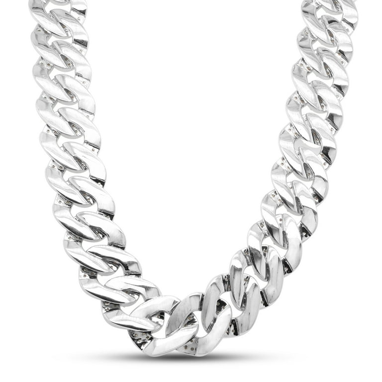 Round Cut Lab Created Moissanite Diamond 15MM Two Row Cuban Link