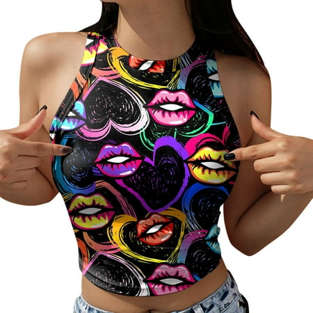 

KI-8jcuD Love Suspenders Neck Round Camisole Print Top Women s Women s Tanks & Camis Leather Shirt Girls Layering Women 4X Women s Tops Belle Tops for Women 1X Tops for Women and Corset Top Adjustable