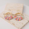 thumbnail image 4 of Raffia Hoop Earrings for Women Girls Fun Boho Summer Beach Earrings Lightweight Handmade Straw Wicker Rattan Dangle Earrings Statement Geometric Round Drop Earrings, 4 of 5
