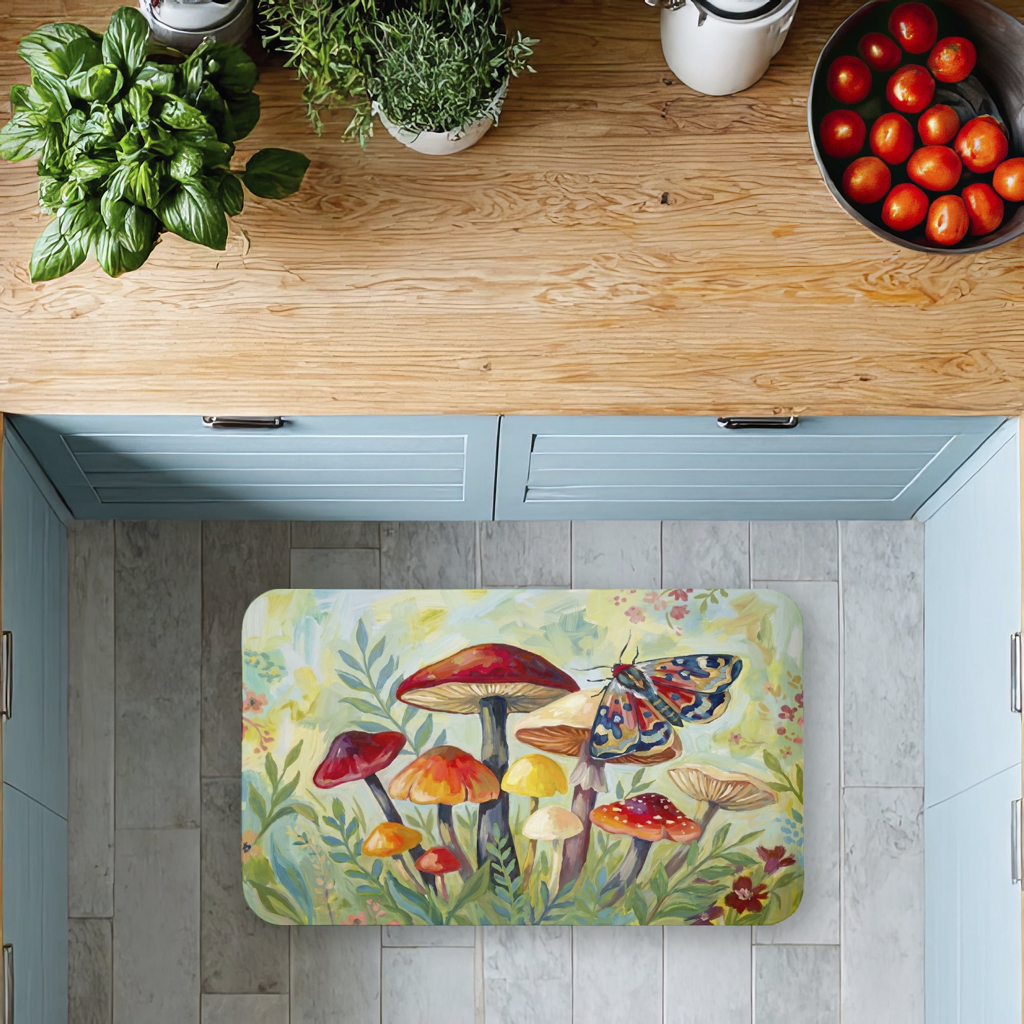 Stupell Industries Autumnal Mushrooms & Butterfly Printed Anti-Fatigue Floor Mat, design by Imagine It Images