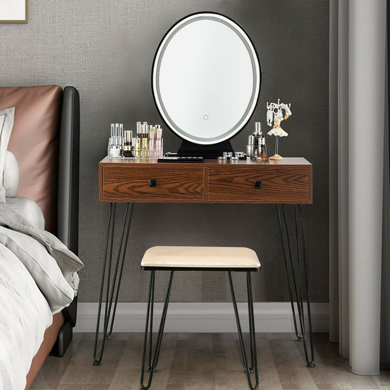 Industrial dressing outlet table with mirror