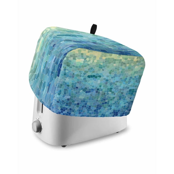Fsddascl Turquoise Blue Teal Toaster Cover 2 Slice, Small Kitchen Appliance Covers, Chic Stained Glass Texture Aesthetic Toaster Oven Cover with Loop, Bread Machine Cover Polyester Dust Cover