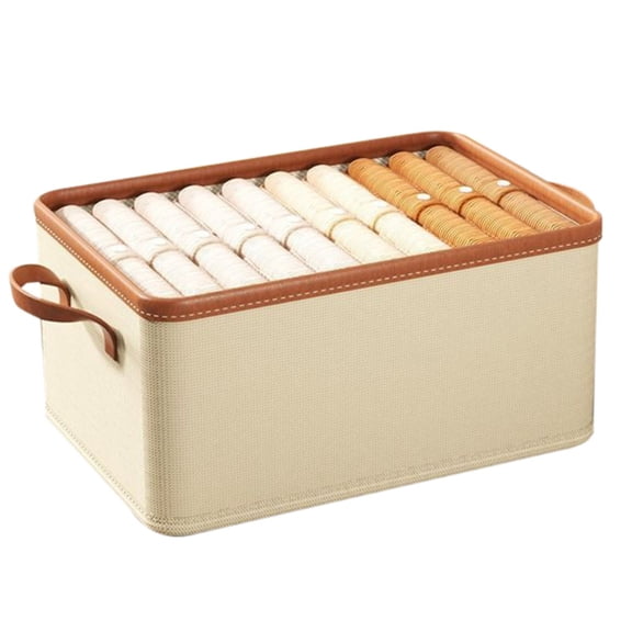 Large Collapsible Storage Bins for Closet with Handles,Foldable Rectangle Storage Box Fabric Containers Boxes for Organizing Shelves Bedroom Beige without cover 18L