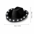 thumbnail image 3 of LED Light Up Cowboy Hat for Adults, Black Western Cowboy Hat With Feather Trim, Lighted Party Cowgirl Hat for Holiday Night Event, 3 of 6