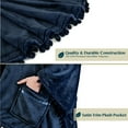 thumbnail image 3 of PAVILIA Fleece Poncho Blanket for Women |  Cozy Wearable Blanket Gift, Warm TV Shawl Sweater Cape with Pom Pom Fringe and Pockets, Gifts for Women  (Navy Blue), 3 of 7