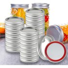 Canning Lids Wide Mouth 86mm - 48 Sets (Lids&Bands) Canning Jar Lids Wide Mouth with Silicone Seals Rings, Rust-proof Split-type Leak Proof, Silver/48 Sets (Lids&Bands)