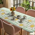 thumbnail image 3 of Daisy Flower Table Cloths for 8 Foot Rectangle Tables, Watercolor Farmhouse Country Floral Stripe Patio Waterproof Elastic Fitted Tablecloths, Washable Rectangular Table Cover for Camping, 3 of 8