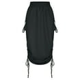 thumbnail image 5 of Mrat Peasant Skirts Women Summer Fashion Solid Skirt High Waist Bohemian Bandage Pockets A-Line Skirts Flowy Maxi Skirts S-96 Black M, 5 of 7