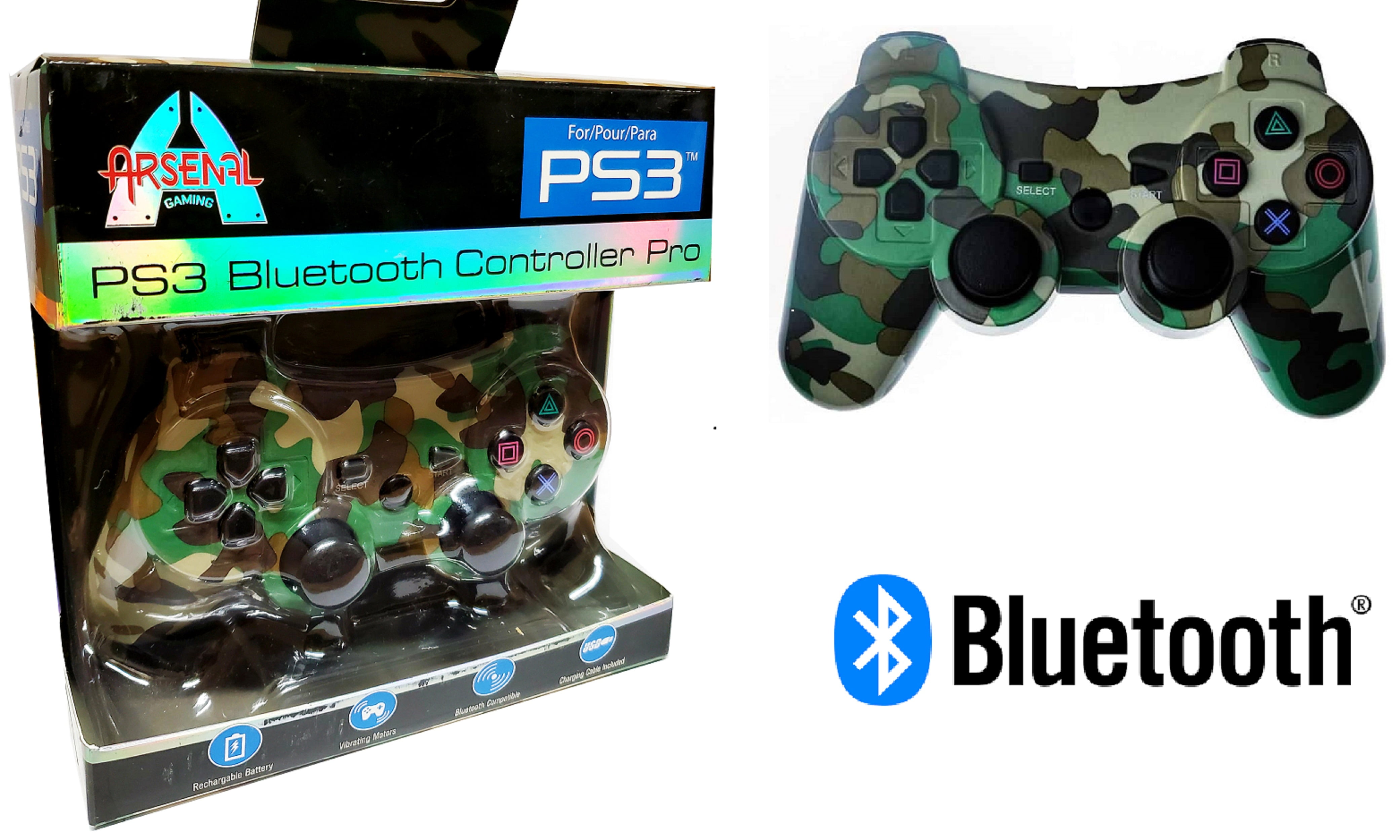 Arsenal Wireless Controller For Playstation 3 Ps3 Camo Green