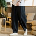 thumbnail image 2 of JTieacloth Mens Big and Tall Pants Mens Casual Patchwork Plus Size Pocket Skin Full Length Sports Pants Black, 2 of 5