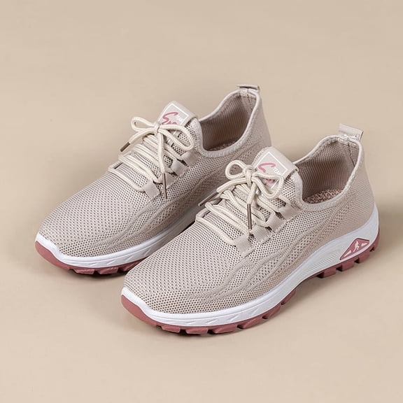 Women's Breathable Non Slip Walking Sneakers, Lightweight Waterproof Knit Casual Shoes for Daily Wear
