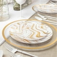 thumbnail image 2 of EcoQuality 7.5" inch Round White Plastic Plates with Gold Curve Design - Heavy Duty Large Disposable Charger Dinner Plate Weddings, Serveware, China Like Party Plates (10 Pack), 2 of 4