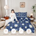thumbnail image 4 of Manfei Floral Daisy Full Size Comforter Sets 3-Piece,Geometric Plaid Bedding Comforter Set,1 Comforter and 2 Pillowcases,Reversible, 4 of 6
