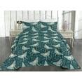 thumbnail image 2 of Ambesonne Jungle Boho Quilted Bedspread Set 3 Pcs, Dreamy Butterfly Modern, Twin, Almond Green Petrol Blue, 2 of 4