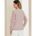 thumbnail image 4 of DARING DIVA Chiffon Semi Sheer Long Sleeves Keyhole Neck Blouse XS Grey Purple, 4 of 6