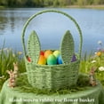 thumbnail image 3 of Woven Easter Bunny Basket - Eco-Friendly Rattan Handwoven Easter Basket with Bunny Ears, Perfect for Easter Decor, Easter Gifts, Storage, and Home/Desk Decor, Blue, 3 of 5