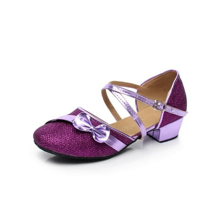 

Tenmix Girl Dancing Shoes Social Mary Jane Sandals Ballroom Latin Shoe Tango Girls Princess Comfort Purple 2.5Y