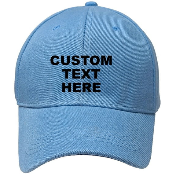 Sky Blue Personalized Text Embroidered Unisex Baseball Cap, Adjustable Hat, Custom Text