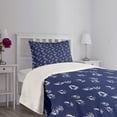 thumbnail image 3 of Ambesonne Navy Blue Quilted Bedspread Set 2 Pcs, Sailing Yacht Doodle, Twin Size, Dark Blue White, 3 of 5