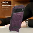 thumbnail image 5 of Magnetic for Google Pixel 9 PU Leather Case, Compatible with Magsafe, Built-in Invisible Stand, Premium Ultra Slim Adjustable Kickstand Protective Phone Case for Galaxy S25,Darkpurple, 5 of 8