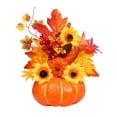 thumbnail image 7 of Artificial Sunflower and Pumpkin Table Decor, Realistic Faux Floral Pumpkin Ornament, Fall Desktop Centerpiece, Seasonal Autumn Home Dining Table Mantel Decoration, A, 7 of 7
