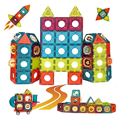 Magnetic Blocks for Kids Ages 4 8 Marble Run Toddlers Girls&Boys Magnet Toys 3D Magnetic Tiles Building Blocks Set with Lights STEM Track Games Preschool Birthday Party Gifts for Age 4 5 6 7 8-110pcs 