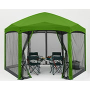 COOSHADE Pop Up Gazebo 6 Sided Screened Canopy Tent Outdoor Screen House(12x10Ft,Grass Green)