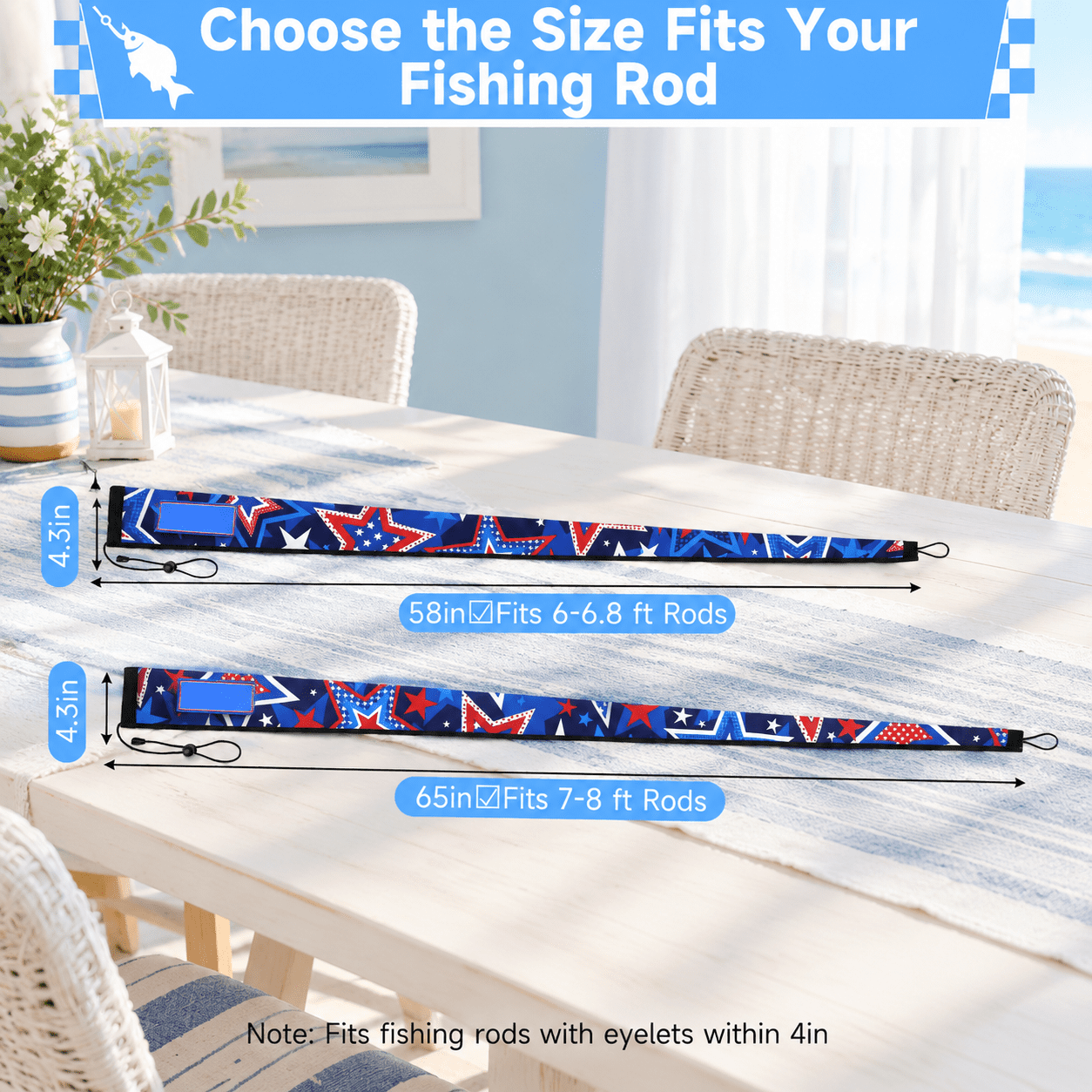 65 3 Patterns – B Neoprene Fishing Rod Sleeve Protective Case