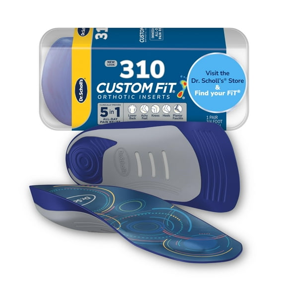 Dr. Scholl's Orthèses Ajustées sur Mesure Inserts Longueur 3/4 CF 310, Soulagement de la Douleur 5-en-1 Toute la Journée pour Pieds, Bas du Dos, Genoux, Talon et Fasciite Plantaire, Soutien de la Voûte Plantaire