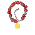 thumbnail image 2 of Delight Jewelry 3/4'' Enamel Water Polo Ball Red Paw Print Bead Bracelet, 7"+2", 2 of 4