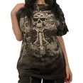 thumbnail image 1 of Mialoley T-Shirts Gothiques pour Femmes, Imprimé Vintage Skull Col Rond Manches Courtes Chemises Amples Été Tops Mode Urbaine, 1 of 9